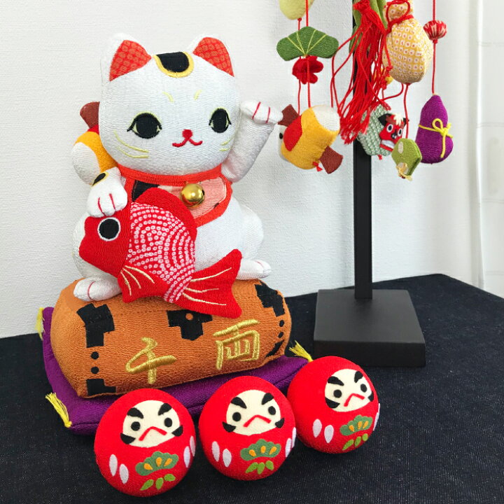 楽天市場 招き猫 置物 まねきねこ 正月飾り おしゃれ 猫の日 福背おい招き猫 招き猫 ねこ 万両 俵 鯛 千両 リアル 可愛い 小槌 ちりめん細工 縁起物 ちりめん雑貨 ちりめん細工館 開運 めでたい 正月 飾り ちりめん細工館 楽天市場店