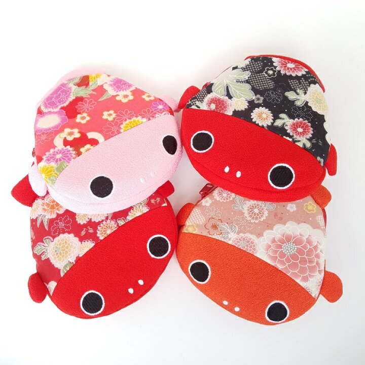 楽天市場 ポーチ 小物入れ 可愛い 金魚のポーチ キャラクターポーチシリーズ 夏 ファスナー 小物入れ 整理 収納 可愛い 贈り物 手作り ハンドメイド 縁起物 金運 マチ付き 季節 四季 ちりめん細工 プレゼント 6点までメール便ok ちりめん細工館 楽天市場店