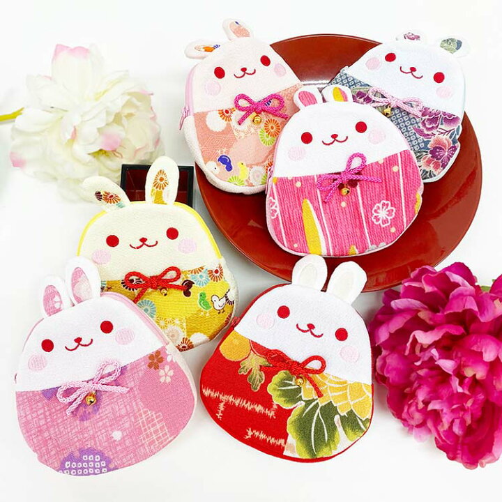 楽天市場】うさぎ ポーチ 小物入れ かわいい 縮緬 [ うさぎのポーチ 6 
