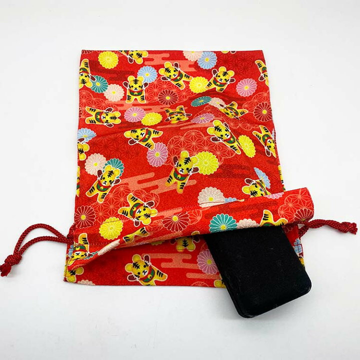 楽天市場】【受注生産品】巾着バッグ 巾着袋 [総柄 巾着 干支 寅ちらし 