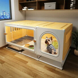 猫ベビーサークル 犬小屋 犬小屋猫トイレ付き トイレ付 猫ケージ 犬用クレート 取り出し可能トレイ ペット 室内 犬小屋 屋内 ドッグコテージ 猫用キャリア 小型犬