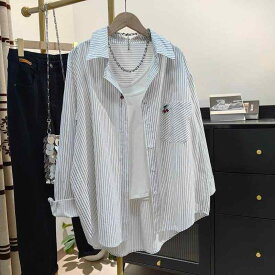 復古 フィット UVカット カジュアル カーディガン 吸湿速乾 レディース 接触冷感 普段使い 綿素材 縦ストライプ 桜刺繍 春夏