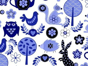 白磁用転写紙 パッチワークフォレスト(青系)