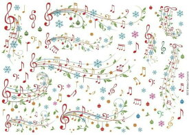 白磁用転写紙Q 9015ウィンターコンチェルト　/ クリスマス Xmas プレゼント 音符 音楽 楽譜 ミュージック ピアノ 冬q0