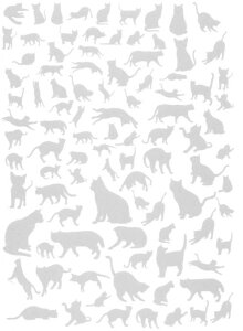 陶器用転写紙 ねこだらけ(マイカシルバー)/ 銀色 シルエット 影絵 ネコ neko 子猫 仔猫 好き キャット キャッツ cats Kitty キティ 動物 アニマル animal ペット