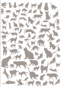 陶器用転写紙 ねこだらけ(ペールグレー)/ 灰色 シルエット 影絵 ネコ neko 子猫 仔猫 好き キャット キャッツ cats Kitty キティ 動物 アニマル animal ペット