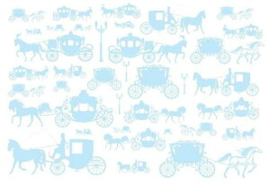 【転写紙】馬車(ベビーブルー)☆A3サイズをカットしてお届けします☆
