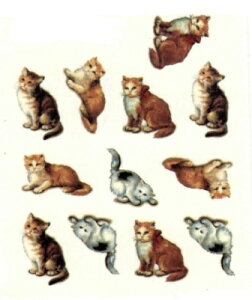 陶器用転写紙 アンティークキャッツ(小)4ピース / ネコ neko 子猫 仔猫 好き キャット キャッツ cats Kitty キティ 動物 アニマル animal ペット