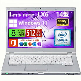 Panasonic 軽量 ノートパソコン Let's note CF-LX6 14インチ FHD ノートPC 第7世代 Core CPU/メモリ 8GB/高速SSD/WEBカメラ/WIFI/HDMI/VGA/Windows 11pro&Office 2019搭載 中古パソコン (Core i5)整備済み品/送料無料