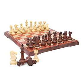 Kosun チェスセット マグネット式チェス 木目 折りたたみチェスボード 収納バッグ付き (L)