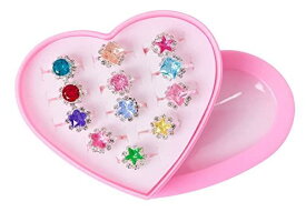 [AAGWW] 宝石 子供用 指輪 おもちゃ 女の子 セット こども用 あくせさりー ジュエリー キッズ 子ども おもちゃの指輪 クリスマス オモチャの指輪 (セット内容:箱に12個入り)