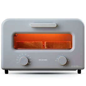 アイリスオーヤマ オーブントースター 4枚焼き スチーム 温度調節 タイマー 遠赤外線 カーボンヒーター SOT-401-H ストーングレー
