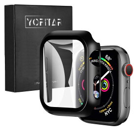 YOFITAR Apple Watch 用 ケース series6/SE/5/4 44mm アップルウォッチ保護カバー ガラスフィルム 一体型 PC素材 全面保護 超薄型 装着簡単 耐衝撃 高透過率 指紋防止 傷防止 ブラック