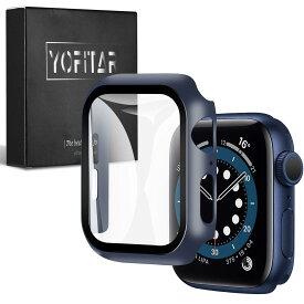 YOFITAR Apple Watch 用 ケース seriesSE2/6/SE/5/4 44mm アップルウォッチ保護カバー ガラスフィルム 一体型 PC素材 全面保護 超薄型 装着簡単 耐衝撃 高透過率 指紋防止 傷防止 (series4/5/SE/6/SE2 44mm,ブルー)