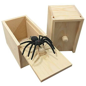 PARNIXS (パーニックス) ゴム製のクモ いたずら箱 手作りの木製ビックリ箱 いたずら 箱に入ったクモのマネーサプライズ いたずらおもちゃ 大人と子供に [アップグレードバージョン]