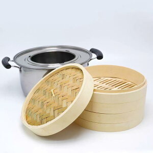 竹 せいろ 中華せいろ 21cm 24cm 27cm 竹セイロ 鍋セット せいろ身×2 ふた×1 蒸し板×1 ステンレス鍋×1 IH対応otomesun 蒸籠 セイロ