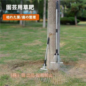 熊手 ステンレス 伸縮 レーキ ガーデンレーキ園芸/落葉掃き/雑草掃除 CM 長さ調整可能 (S: 9爪)