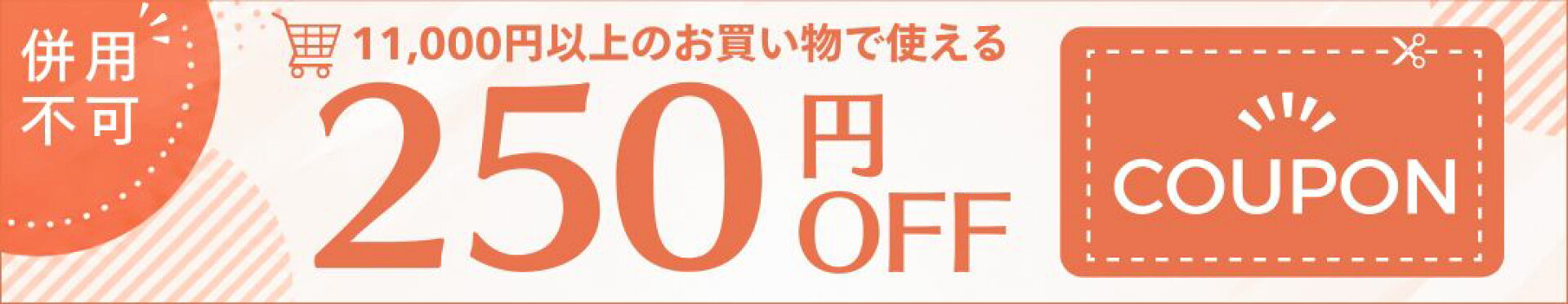 【期間限定】11,000円以上のお買い物で使える250円OFFクーポン