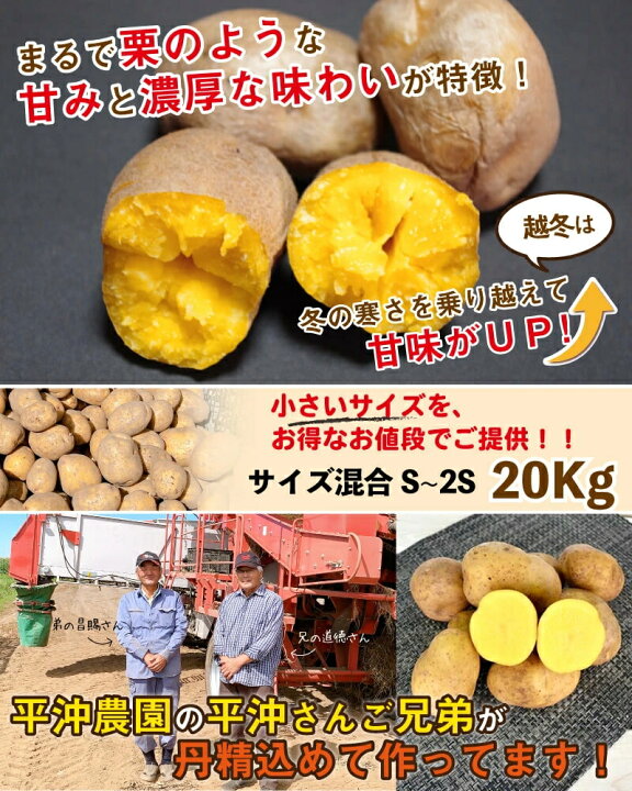 楽天市場】インカのめざめ 新じゃが 20kg S〜2Sサイズ混合 北海道 千歳 
