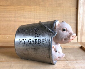 ガーデニング ガーデンオーナメント 置物 オブジェ インテリア かわいい 雑貨 樹脂 動物 アニマル ぶた ブタ インテリア小物 【 なかよしこぶた 】