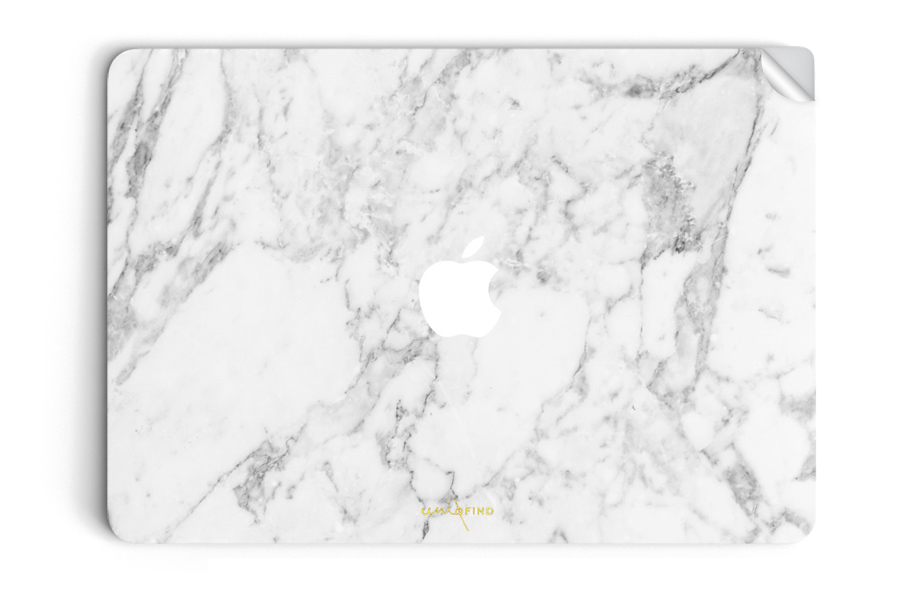 UNIQFINDユニークファインド MacBook Air Pro 13インチ スキンシール 保護シール Marble ホワイト 天板シールのみ  【現金特価】