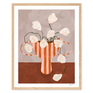 The Poster Club A[g|X^[ 40×50cm White Flowers in Striped Vase |X^[Nu kG f}[N A[gvg CeA  IV lC  mN re[W
