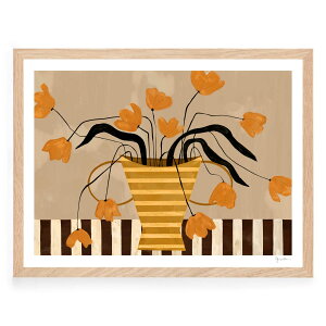 The Poster Club A[g|X^[ 30×40cm Flowers in Yellow Striped Vase |X^[Nu kG f}[N A[gvg CeA  IV lC  mN re[W