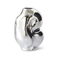 HKliving 有機的なフォルムのガラス製フラワーベース Gleam 高さ18cm クロームシルバー 花瓶 ガラス製 花…