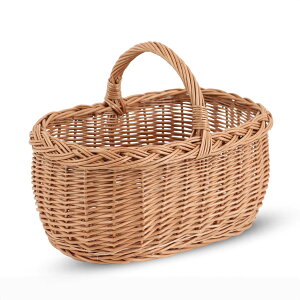 スウェーデン製 ヤナギのバスケット/北欧のかご オーバル型 幅36×奥行25cm【北欧雑貨 インテリア雑貨 ハンドメイド アンティーク 天然素材 バスケット かご ピクニック バッグ ランドリ