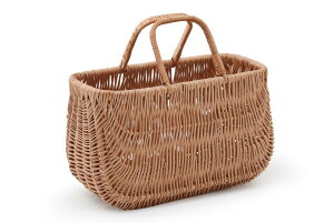 スウェーデン製 ヤナギのバスケット/北欧のかご 折りたたみハンドル 幅42×奥行20cm【北欧雑貨 インテリア雑貨 ハンドメイド 天然素材 バスケット かご ピクニック バッグ ランドリー ヤ