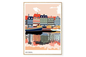 Poster & Frame A[g|X^[ 50×70cm Nyhavn - Aften k CeA  lC A[gvg i TCY  Ǌ|  Q rO CO f}[N _ G  ۃA[g 