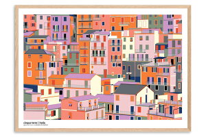 Poster & Frame A[g|X^[ 50×70cm Cinque Terre k CeA  lC A[gvg i TCY  Ǌ|  Q rO CO f}[N _ G  ۃA[g 