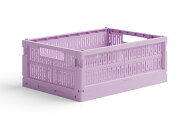made crate　100% リサイクルプラスチックの折りたたみコンテナボックス　Mサイズ　Lilac　【北欧 バスケ…