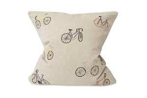 Fine Little Day ファインリトルデイ クッションカバー BICYCLES 48×48cm 刺繍 リネン コットン 綿 麻 ソファ 枕カバー 自転車 バイシクル 北欧インテリア 北欧雑貨 リビング雑貨 北欧デザイン ナチュ