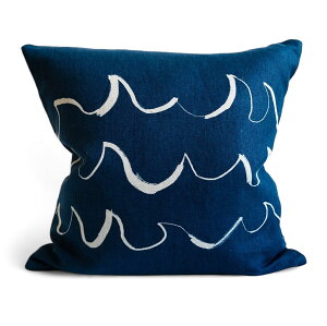 Fine Little Day ファインリトルデイ クッションカバー WAVE ブルー 48×48cm リネン コットン 綿 麻 ソファ 枕カバー 正方形 北欧インテリア 北欧雑貨 リビング雑貨 北欧デザイン ナチュラルインテ