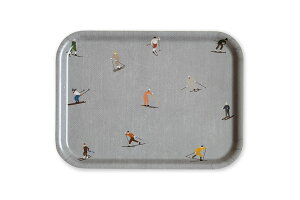 Fine Little Day ファインリトルデイ 長方形トレイ SKIERS 27×20cm お盆 トレー 木製トレイ 食卓トレイ サービングトレイ カフェ イラスト 北欧インテリア 北欧雑貨 リビング雑貨 北欧デザイン ナチ
