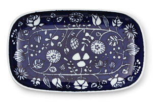 WAZAN フラワーパレードシリーズ 長角皿 ブルー 【和山 WASAN 波佐見焼 北欧 デザイン ノスタルジック 食器 おしゃれ インテリア セラミック シンプル 人気 おすすめ 日本製 お皿 中皿 デザー