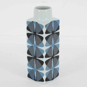 Royal Copenhagen ロイヤルコペンハーゲン BACA バッカ Ellen Malmer フラワーベース 高さ18cm 北欧雑貨 青色 ブルー スクエアベース 花瓶 ビンテージ 北欧ヴィンテージ 北欧陶器 デンマーク陶器 アルミ