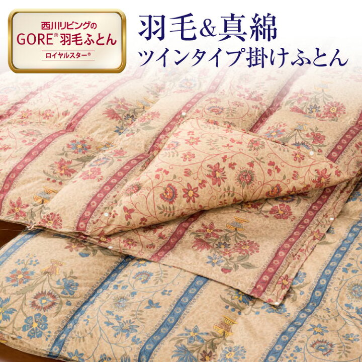 楽天市場】西川リビング 送料無料 GORE羽毛&真綿ツインタイプ掛け布団 