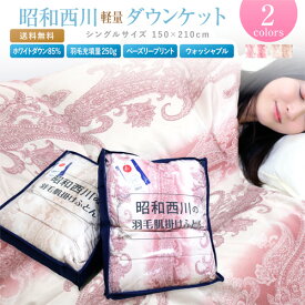 【クーポン利用で2枚目半額】 ダウンケット 西川 送料無料 シングルロング 150×210cm ホワイトダックダウン85％ （NU-85柄） ピンク ベージュ 掛け布団 羽毛肌掛け布団 掛布団 羽毛布団 羽毛ふとん 昭和西川