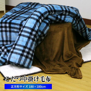 毛布 送料無料 こたつ中掛け毛布 正方形 約180×180cm 無地 ブラウン マイクロファイバー 起毛 暖か 薄手 省エネ 中掛け 節電 あったかブランケット もうふ ソファーカバー マルチカバー 冬用