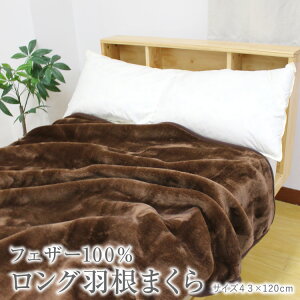 枕 送料無料 43×120cm ロング羽根枕 (NS-43120) フェザー100% 充填量2.0kg ホワイト オールシーズン まくら ピロー プレゼント やわらか 新生活 車中泊 羽根まくら はね枕 寝心地抜群 ヌードピロ