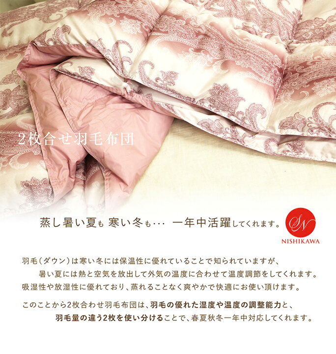 楽天市場】羽毛布団 2枚合わせ 昭和西川 ホワイトダックダウン85  