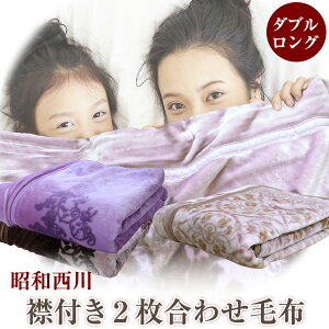 毛布 2枚合わせ 西川 襟付き2枚合わせ毛布 ダブルサイズ 約180×210cm 【ロザリンド】【ノエラ】 暖か ブランケット もうふ 合わせ毛布 二枚合わせ マイヤー 冬用 寝具 車中泊対策 節電 洗える