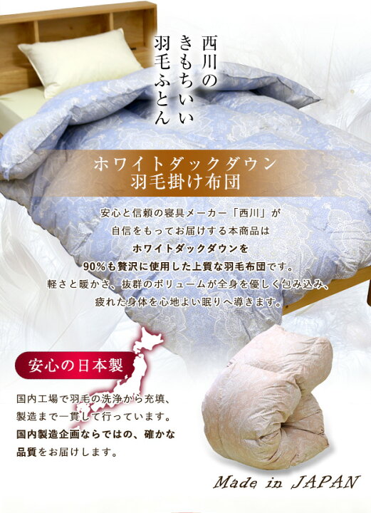 楽天市場】羽毛布団 西川 送料無料 セミダブルロング 175×210cm  