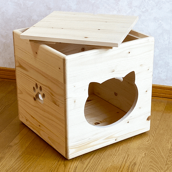 人気メーカー・ブランド 楽天市場】【ねこハウス 入口猫顔 天井床取外し式】 北海道産の キャットタワー