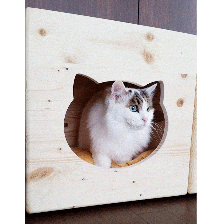 天井床取外し可 ねこ用 猫用 猫小屋 ねこ 木製 ハンドメイド ベッド