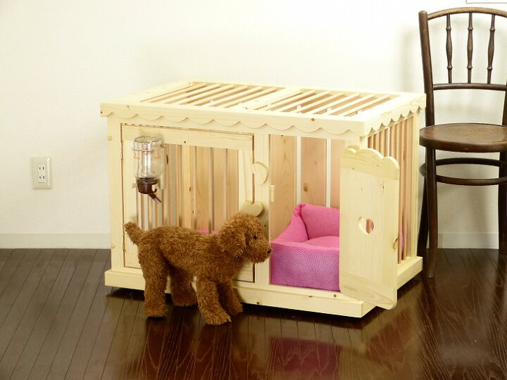 楽天市場 ハートケージｍ 木製 木 犬用 犬 いぬ ケージ サークル ゲージ 檻 天井付 フェンス 小型犬用 中型犬用 ドッグゲージ キャスター付 ハンドメイド 手作り ローラー付 カントリー家具 ハウス ペットケージ ２段可能 日本製 国産 多頭飼い 室内 屋根付き 二階