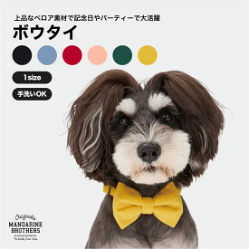 犬 蝶ネクタイ 首輪 おしゃれ 犬用 ネクタイ アクセサリー ベロア生地 ベルベット 無地 小さめ お洒落 プレゼント 猫 MANDARINE BROTHERS / BOW TIE