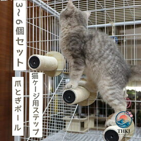 天然サイザル麻製猫用爪とぎポール ケージ取り付け遊びステップ
